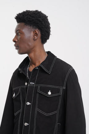 Felix - Suede Denim Look Jacket - Black