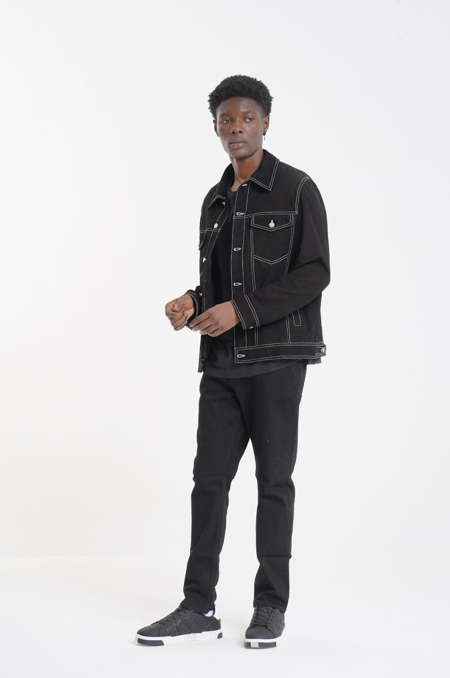 Felix - Suede Denim Look Jacket - Black