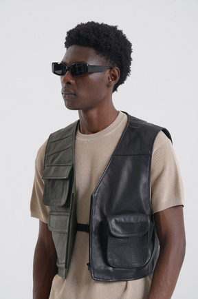 Bo - Utility Gilet - Khaki & Black