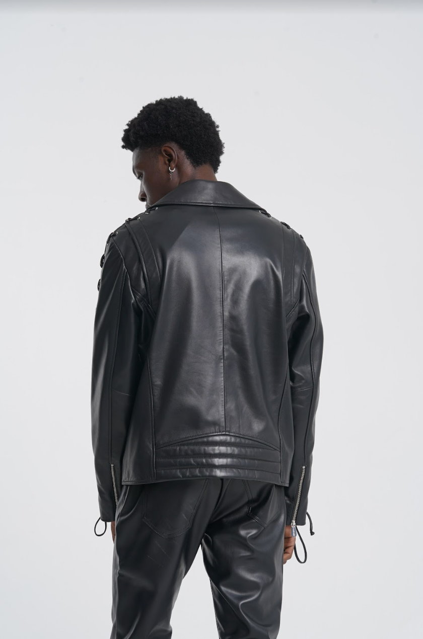 Tobias - Leather Biker Jacket - Black