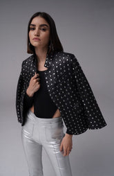 Lida - Leather Studded Blazer - Black